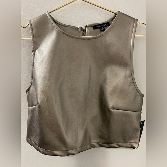 NWT Kirious Los Angeles Faux Leather Top - Metallic - Picture 2 of 6